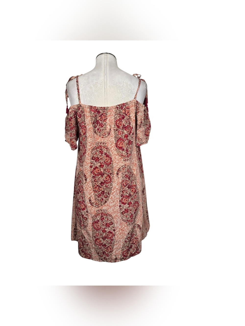 Madewell Paisley Cold Shoulder Silk Dress M Adjustable Straps Mini - Picture 4 of 8